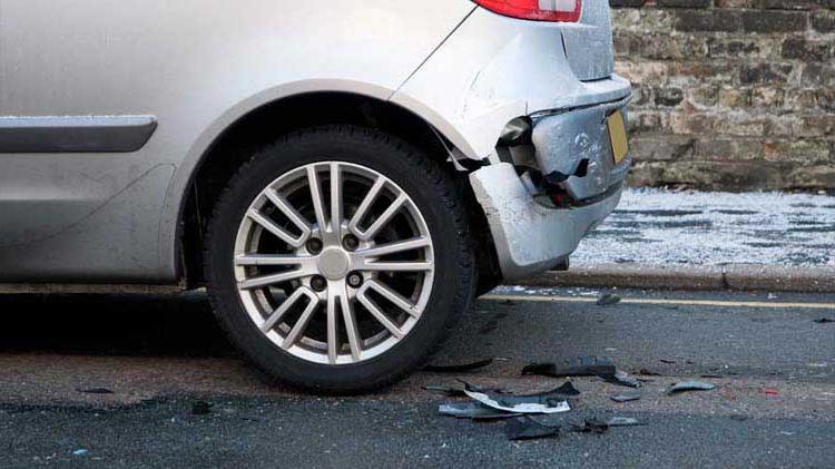 Car bumper after hit and run collision.